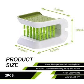 Anyhut 2 PCS Seatbelt Cleaner, Seat Belt Cleaner for Automotive Interior Dusting Brush, Double Sided Cleaning Brush U-Shaped, Universally Applicable for Car Interior Cleaning (Green)