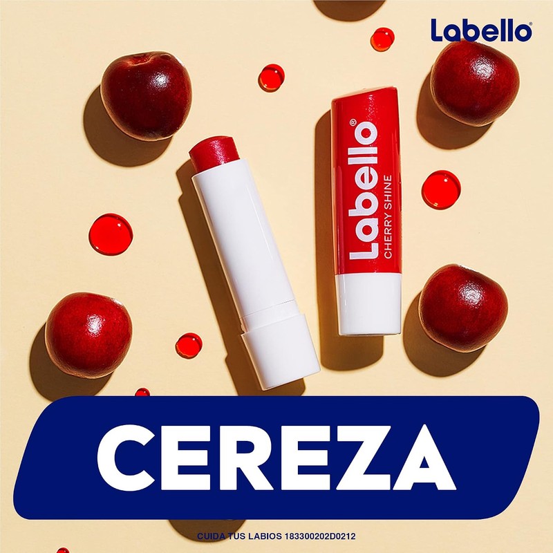 LABELLO Bálsamo labial con color Cereza 4.8g, protector labial con