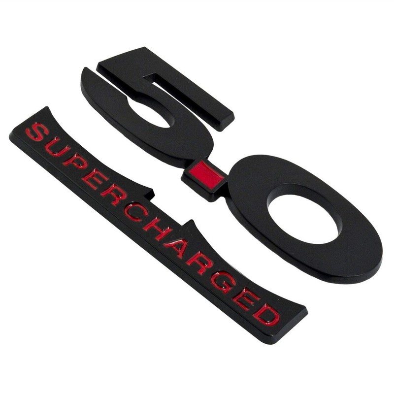 2011-2014 Mustang GT 5.0 Supercharged Black and Red Fender Emblems