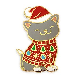 Pinsanity Cute Christmas Kitty Cat In Holiday Sweater Enamel Lapel Pin