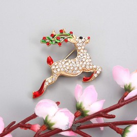 Christmas Brooch Pins For Women Girls Winter Snowflake Reindeer Deer Snowman Happy Holiday Boots Christmas Tree Crystal Brooches Set 6 Pack