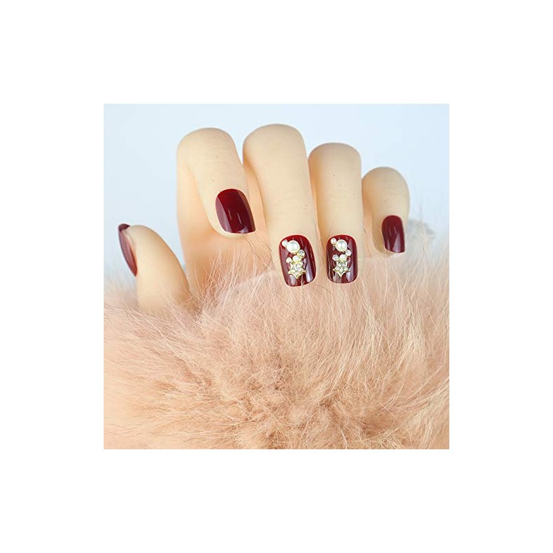 Set of 24 Nails Nail Tips False Nails Wine Star
