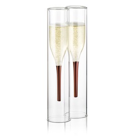 Thumbs Up Inside Out Champagne Flutes, Clear, Set of 2