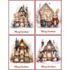 8 Christmas Bunny Rabbit houses vintage glossy blank Christmas card