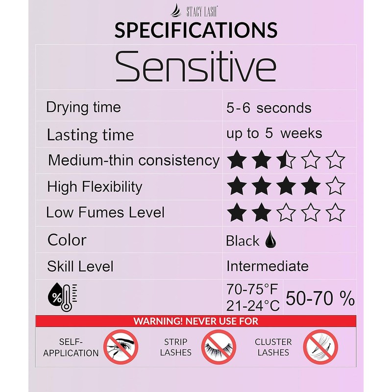 STACY LASH Sensitive Eyelash Extension Glue 0.17fl.oz/5ml / 5-6 Sec