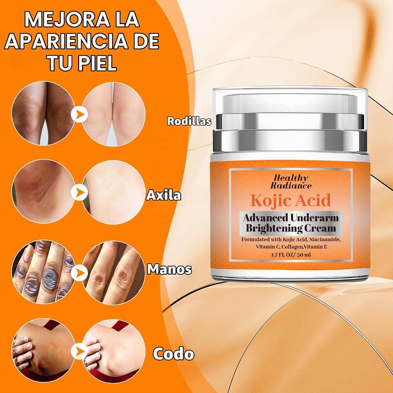 Crema iluminadora avanzada para axilas con ácido kójico Glutatión Ácido