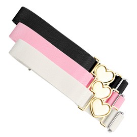Tabanzhe 3 Elastic Belts with Adorable Heart Buckle for Kids - Adjustable and Stylish Stretch Belts, Fashion Accessory for Boys and Girls, Comfort and Charm in Every Outfit