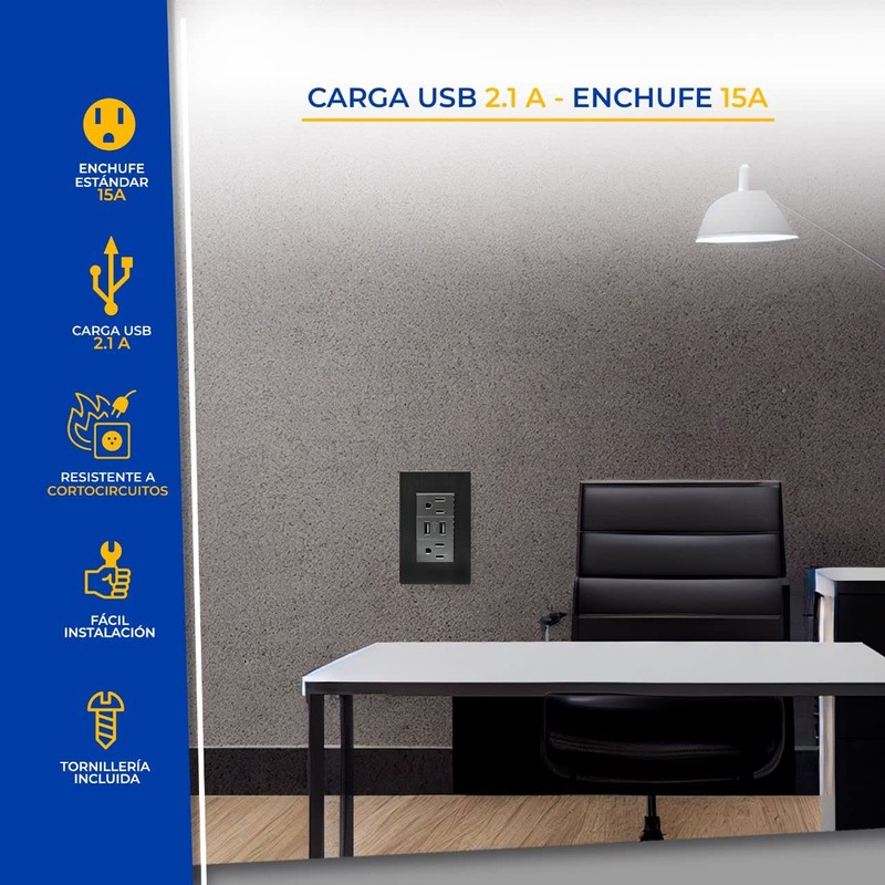 Megaluz HY-J310 Placa Contacto Tomacorriente Inteligente Conector USB 2 Puertos