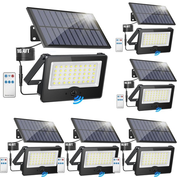 6 Pack Solar Outdoor LED Wall Lights,20W Solar Motion Sensor