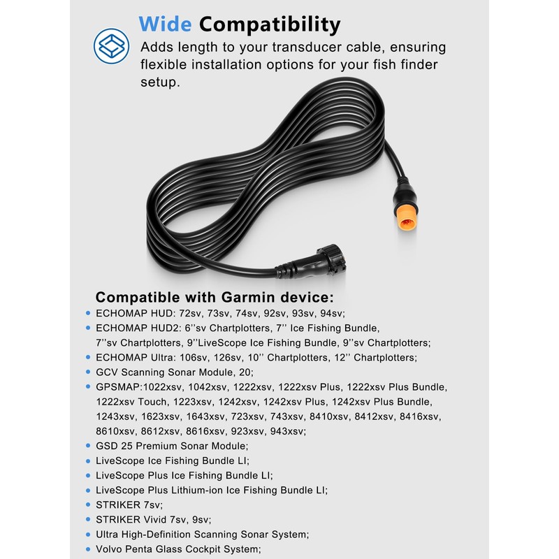 Replacement for Garmin 010-11617-32 Extension Cable 12-Pin, Compatible with 12-Pin