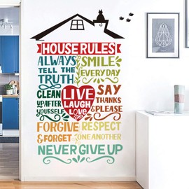Runtoo Wall Tattoo Family Rules Wall Sticker Home Saying Wall Sticker Bedroom Living Room
