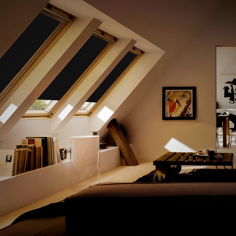 Roof Window Roller Blind, Blackout Thermal Sun Protection, Silver Coating,