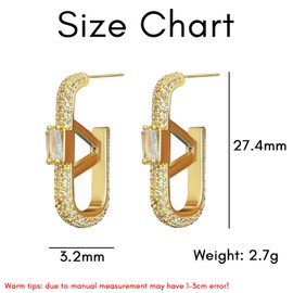 Earrings for Women Sterling Silver 925 Square Stud Earrings Hypoallergenic Geometric Letter Earrings Fashion Jewellery Earrings for Women and Girls Gold/Silver, Alloy Steel