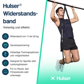 Hulser Resistance Band - 11 to 30 kg - 104/208 cm - Fitness Band for Pull Up - Pull-Up Band - Resistance Band for Strength Training, Pilates, Yoga, Flexibility (Black)