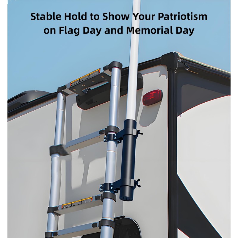RV Flag Pole Holder for Ladder Mount Aluminum Flagpole Bracket
