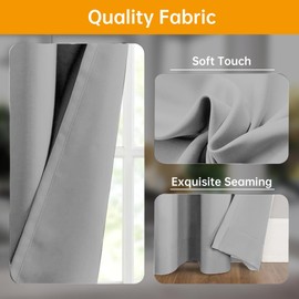 Room Divider Curtains Flexible Ceiling Tracks set Curtain track Ceiling Mount Blackout Curtain for Living Room Bedroom Ceiling Curtain Rod Privacy Dividers Panel W180xH108 Light Grey Drape&Black rail