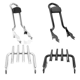 CB 27" Backrest Sissy Bar / Stealth Luggage Rack for Harley Road Street Glide 09-24 - Black Sissy Bar & Rack