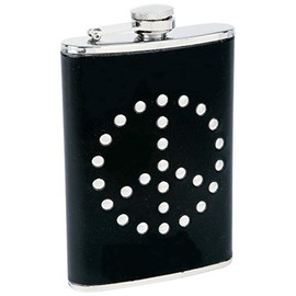 Maxam St Peace Hip Flask Drinkware, 8 oz, Black