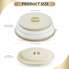 Microwave food Cover,Vented Collapsible Splatter, Microwave Cover for Food Fruit Drainer, Multi Use, Heat Resistant, Dishwasher-safe, Apartment Essential 10.5 inch (ivory)