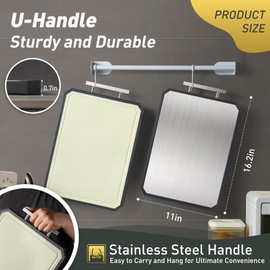 2 in 1 Stainless Steel Cutting Board with Handle Chopping Large Big Small Metal Carving Kitchen Meat Butcher Block not Titanium Wood Bamboo Glass Marble Stone Rubber Plastic Silicone Acrylic Teak Sink