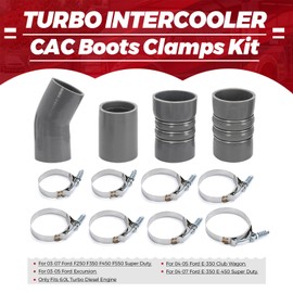 PTHNZ Turbo Intercooler CAC Boots Clamps Kit Compatible For 03-07 Ford F250 F350 F450 F550 6.0L Powerstroke Diesel (Grey)