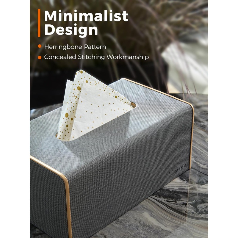 Cloudever Tissue Box Holder Cover Rectangular, Modern PU Leather Decorative