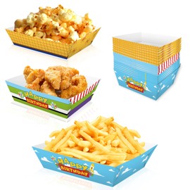 24 Pcs Cartoon Story Disposable Paper Food Trays Birthday Decorations Blue Sky White Clouds Snack Bowls Cartoon Toy Theme Birthday Party Supplies Hot Dog Movie Snack Trays