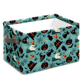 Andemie Boo Basket Cube Organizer Bins Trick or Treat Bags Spooky Basket Stuffers for Boyfriend Dual Handles for Closet Shelf 10x14x8 Inch