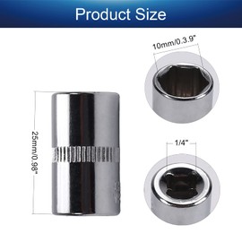 Utoolmart 1/4-Inch Drive 10mm 6-Point Shallow Socket, Metric, Cr-V Chrome-vanadium 4 Pcs