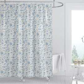 Shower Curtain for Bathroom,Elegant Floral Fabric Cloth Shower Curtains for Morden Bathroom Decor,Fabric Waterproof Bathroom Curtain with 12 Hooks,180 x 180 cm (Garden Blue)
