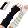 aoozleny 2 Pair Wool Wrist Warmer Winter Long Fingerless Gloves