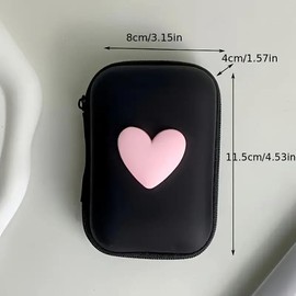 Ximimark 2pcs PU Leather Heart-Shaped Earphone and Charger Storage Case with Zipper Closure - Anti-Fall Design, Cable Organizer, No Battery Required