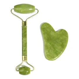 Rodillo Masaje Facial Gua Sha De Jade Antienvejecimiento Kit