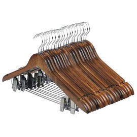 20 Pack Wooden Hangers Suit Hangers Skirts Hangers Coat Hangers with Clips， Wooden Hangers for Jacket/Skirt/Coat/Dress/Blouse(Vintage, 20)