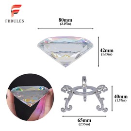FBBULES Crystal Diamond Paperweight Ornament with Metal Stand and Microfiber Pouch for Home Office Wedding Party Decoration