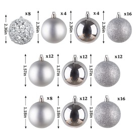 NJN 100pcs Christmas Ball Ornaments, Shatterproof Christmas Ornaments Set with Hand-held Gift Package for Xmas Tree(Sliver)