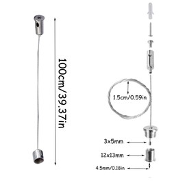 Vastsea 8 Piece Rope Suspension Installation Kit, Hanging Wire Rope, Ceiling Stud Wire Rope, Adjustable, for LED Panel Ceiling Light Mounting (1.5 mm x 1 m)