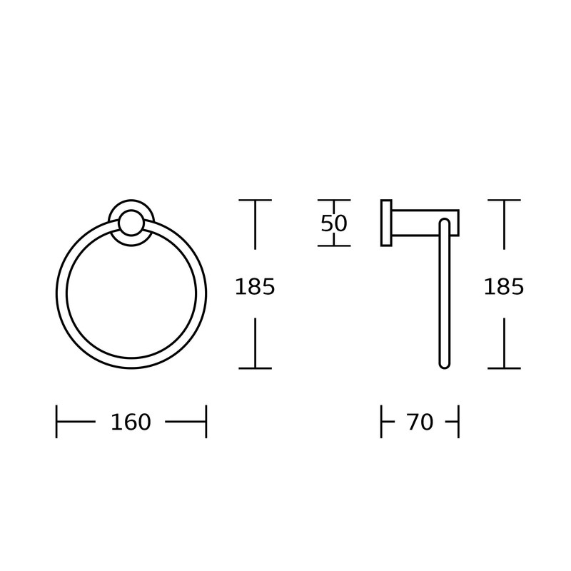 BGL Black Towel Ring Wall Mounted, Stainless Steel 304 Rubber