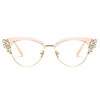 bullabulling Rhinestones Bling Bling Cateye Reading Glasses Women Blue Light
