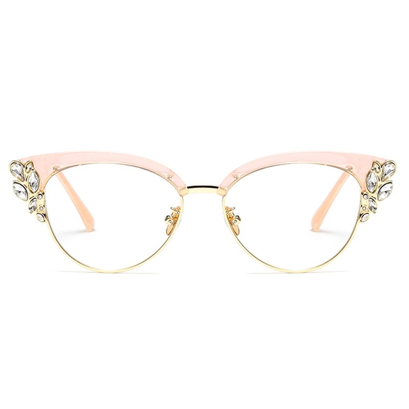 bullabulling Rhinestones Bling Bling Cateye Reading Glasses Women Blue Light