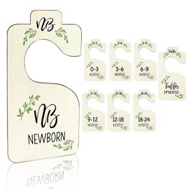 Baby Closet Dividers for Clothes Organizer, Set of 8 Wooden Baby Clothes Size Hanger Organizer, Nursery Closet Organizer from Newborn to 24 Months for Nursery Decor