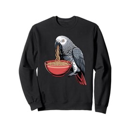 African Grey Parrot Eating Ramen Exotic Bird Owner Funny Sweatshirt