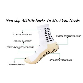 Men's Soccer Non Skid Ball Socks Anti Slip Grip Non Slip Socks, Shin Guard sleeves, Guard Straps for Football