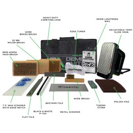 DEMON UNITED USA Silver Edition Ski & Snowboard Tuning Kit w/All Season Wax, Ski Hot Wax Iron, Edge Tuner, Metal Scraper, & More! (Silver Edition Plus Base Cleaner)