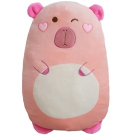 Kekeso Capybara Plush Pillow Stuffed Capybara Animal Hugging Pillow 17.71inch Cute Capybara Body Pillow Sleeping Pillow for Kids(Capybara,Pink)