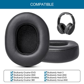 GEVO Ear Pads Replacement for Skullcandy Hesh 3 Hesh EVO Hesh ANC Headphone, Earpads Cushions for Crusher Wireless Crusher Evo Crusher ANC Headset with Protein Leather Memory Foam (Protein Leather)