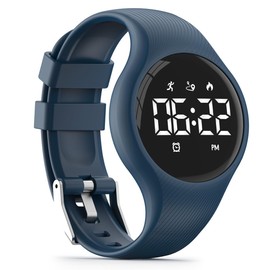 LED Digital Waterproof Pedometer Watch, Non-bluetooth Fitness Tracker, Step Counter, Distance, Vibrating alarm clock, Stopwatch, Great Gift for for Kids Childrens Teens Girls Boys (Deep blue)