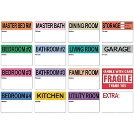Moving Label, Pacific Mailer 800Pcs 2 x 3 Inch Extra Large Home Moving Packing Labels Color Coded Bedroom House Bathroom Packing Boxes Fragile Stickers Labels Printed Color