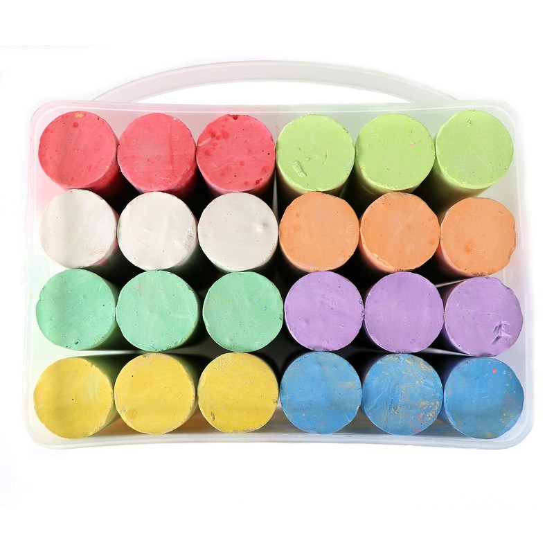 24 Coloured Chunky Chalks , Giant, Pavement, Washable, Fun for