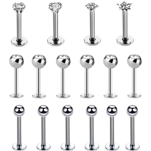 16 PCS Tragus Earrings Tragus Piercing Jewellery Set, Attractive Flatback